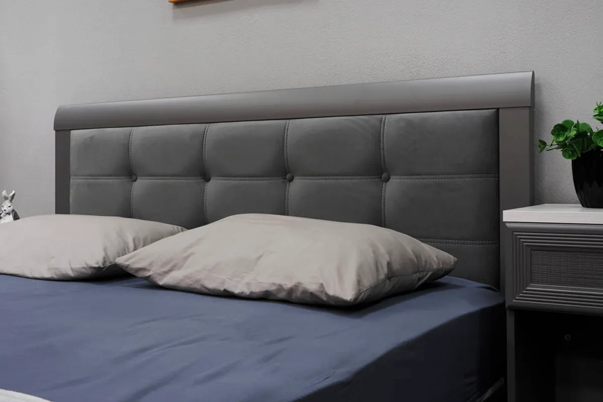 Кровать КР-1033-СО-В 160х200 (Серый Оникс/Велюр) - купить в Озерце