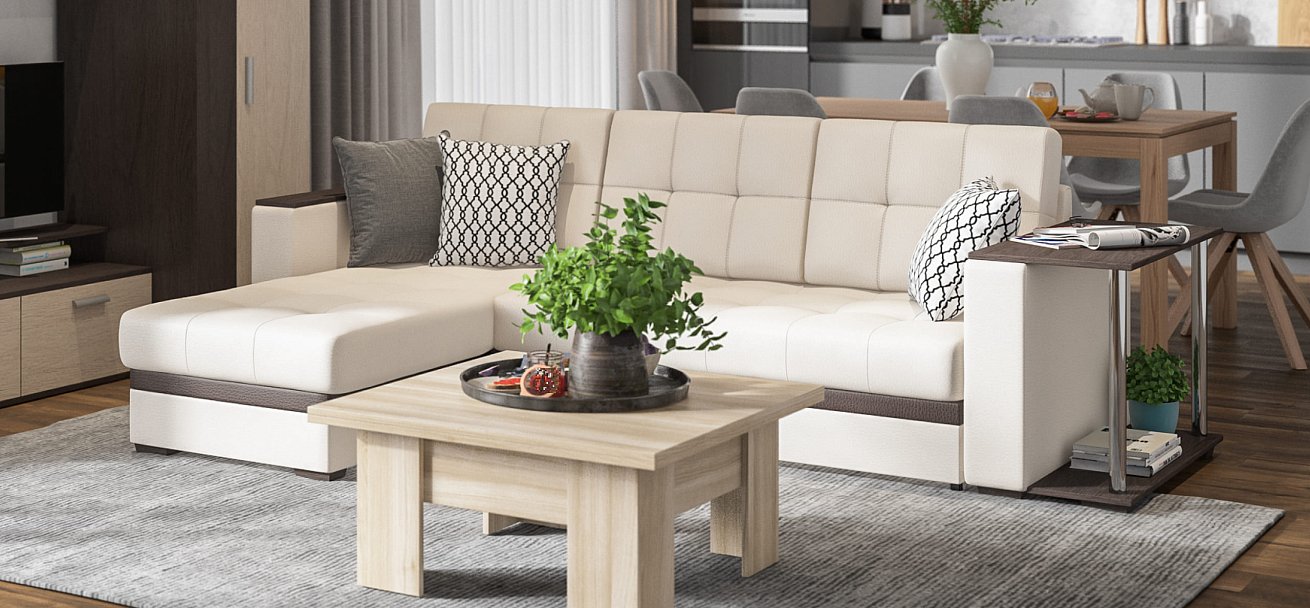 Атланта Люкс угловой диван Экокожа белый — купить в Озерце