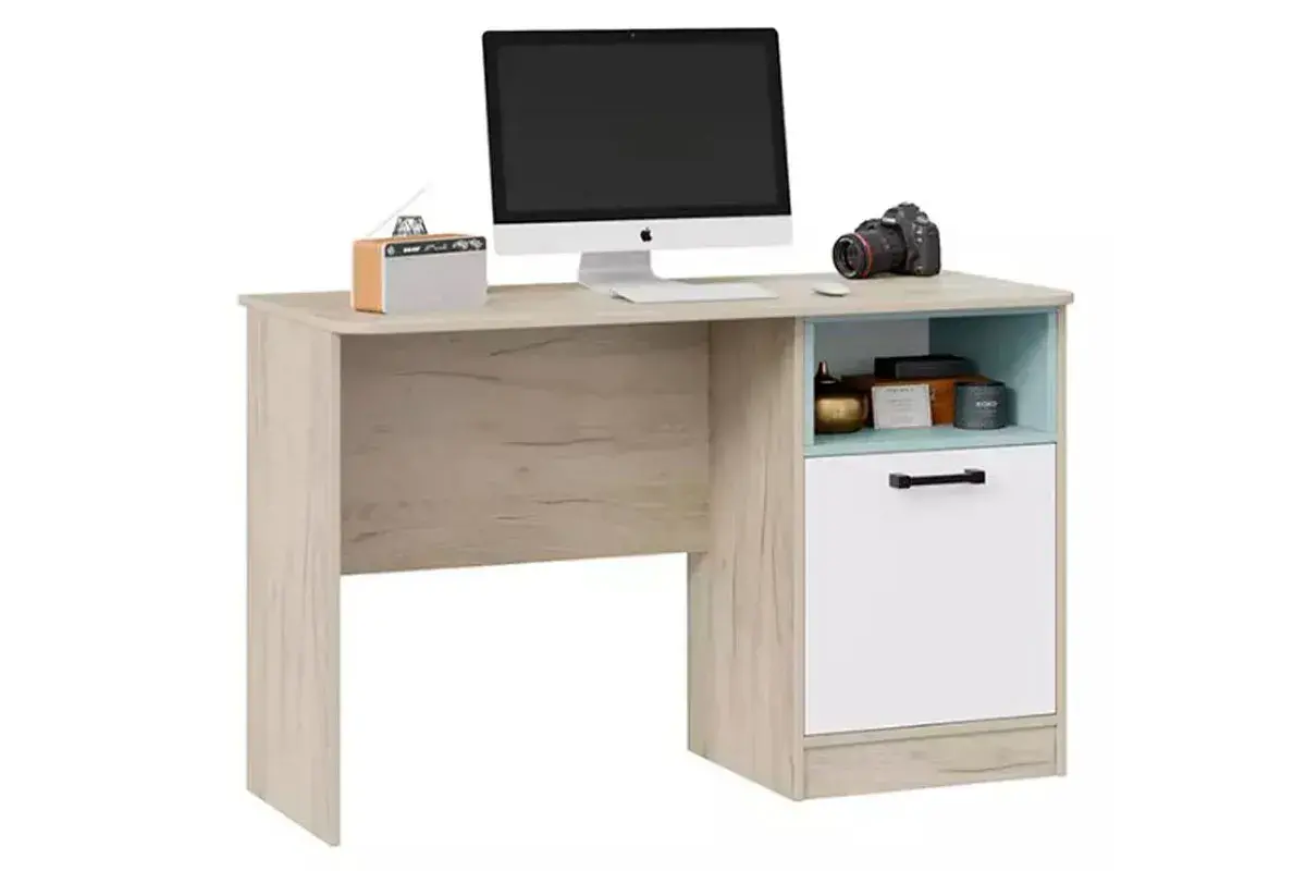 Стол письменный Тип 1 Оливер (Дуб Крафт серый/ Белый /Серо-голубой) — Мебель-центр Озерцо