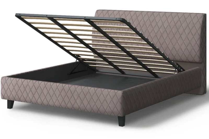 Кровать на опоре Хилтон с ПМ и бельев. ящ 180х200 (Бренди лайт 05/Кофе) - купить в Озерце