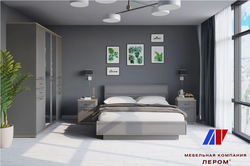 Готовый комплект для спальни СК-1005-ГС-СО (Гикори Джексон Светлый/Серый Оникс) - купить в Озерце