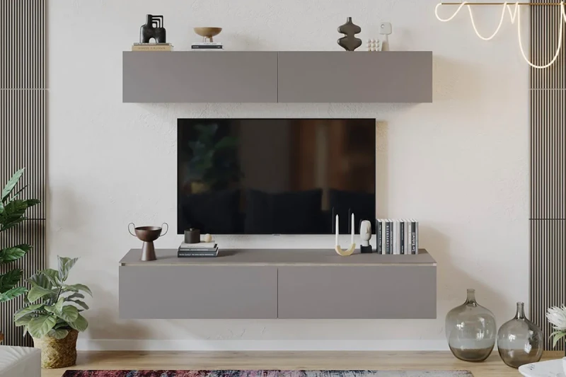 Гостиная Глосс №1 (Баттл Рок/Стекло Светлый Stone) — Мебель-центр Озерцо