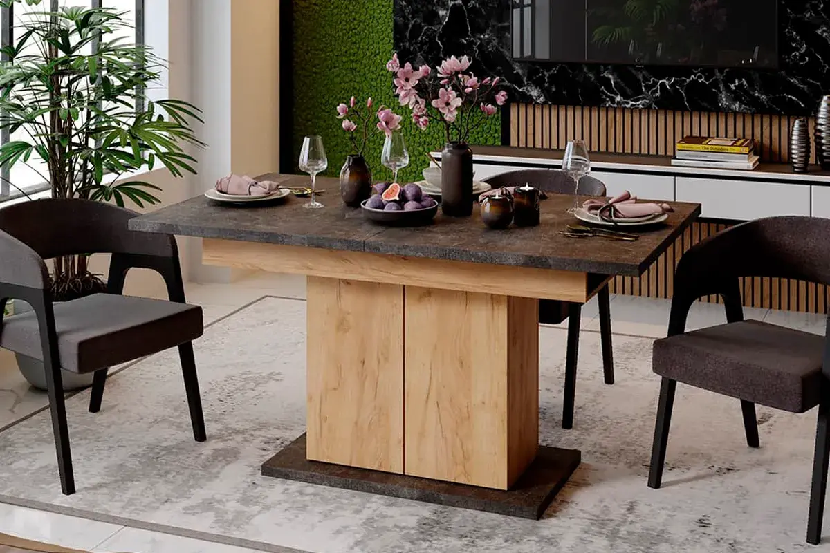 Стол раздвижной Детройт Тип 1 (Дуб Крафт золотой/Ателье темное) - купить в Озерце