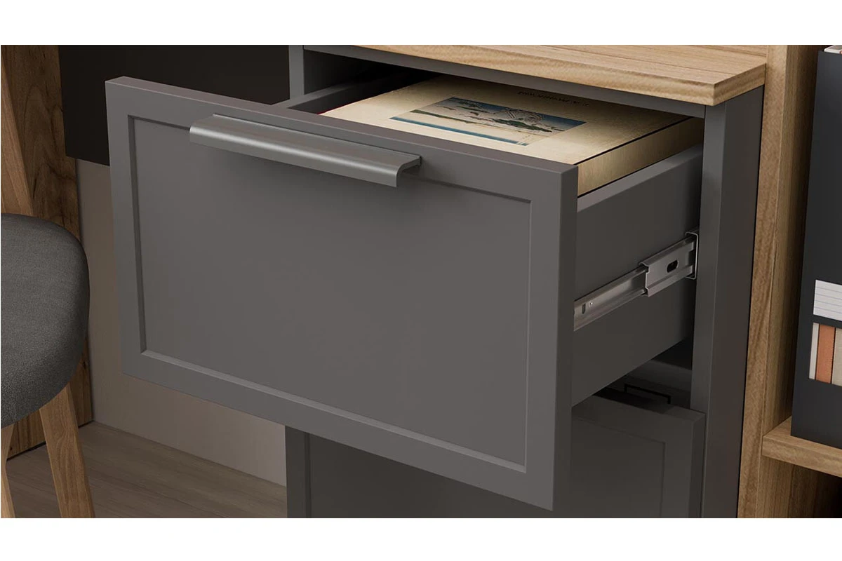 Стол письменный Стелла Тип 1 (Серый вулкан/Фон серый/Яблоня Беллуно) — Мебель-центр Озерцо