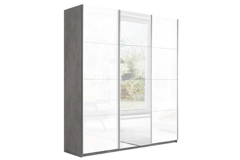 Шкаф-купе Траст 2.210.70-15.13.15 (Бетон, Стекло бел. гл./Зеркало/Стекло бел. гл.) в мебель-центре Озерцо