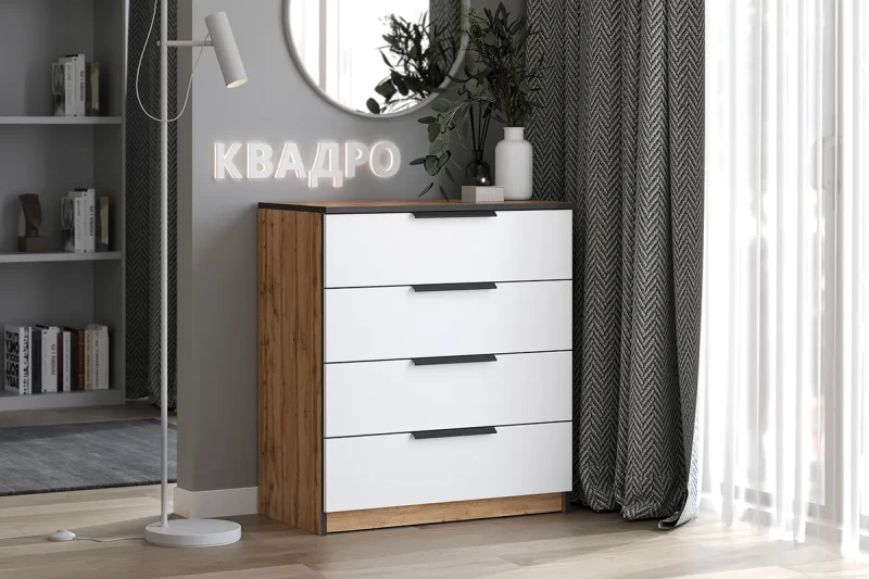 Комод Квадро №750.2 (Дуб вотан / Тальк) — Мебель-центр Озерцо