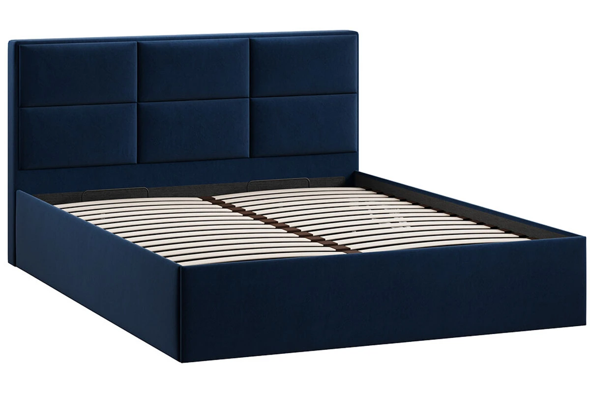 Кровать Стелла c ПМ 160х200 Тип 1 (Микровелюр/Wellmart Blue) - купить в Озерце