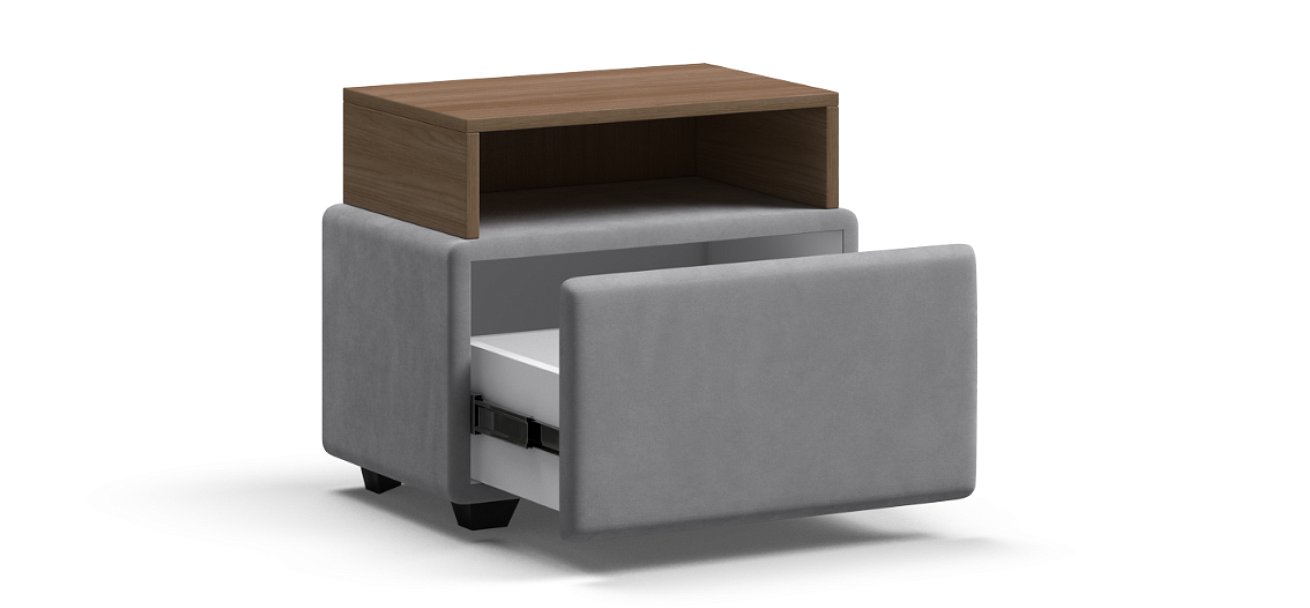 Тумба BOSS велюр MONOLIT Сталь, Орех Селект — Мебель-центр Озерцо