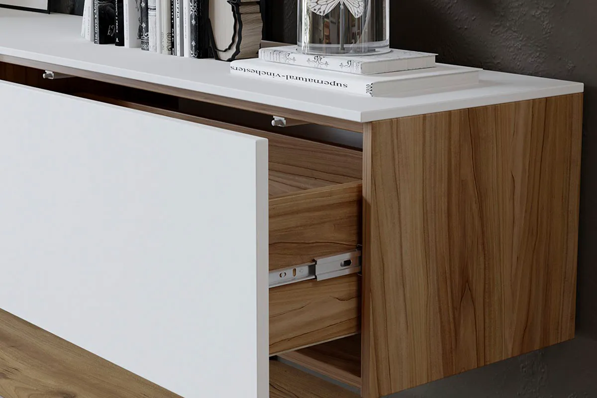 Гостиная Порто №6 ГН-393.006 (Яблоня Беллуно/Белый софт) — Мебель-центр Озерцо