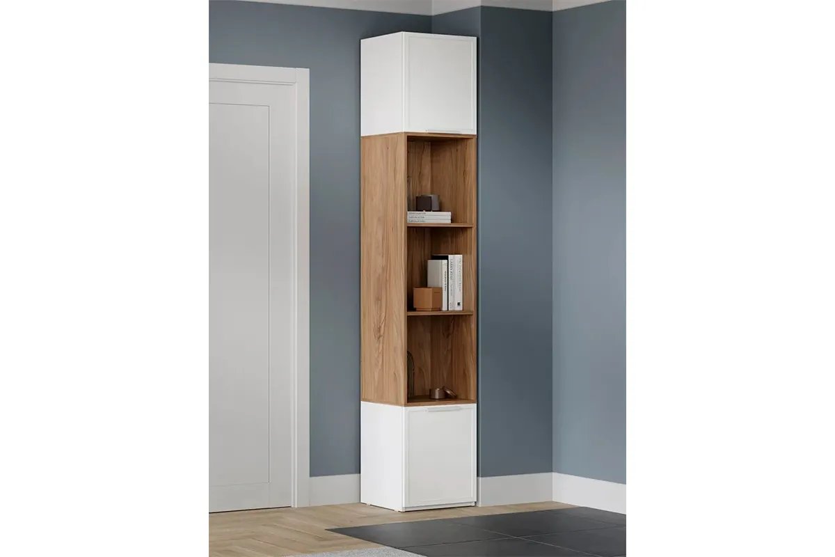 Шкаф комбинированный Стелла Исп.2 (Белый Холст/Белый Жемчуг/Яблоня Беллуно) в мебель-центре Озерцо