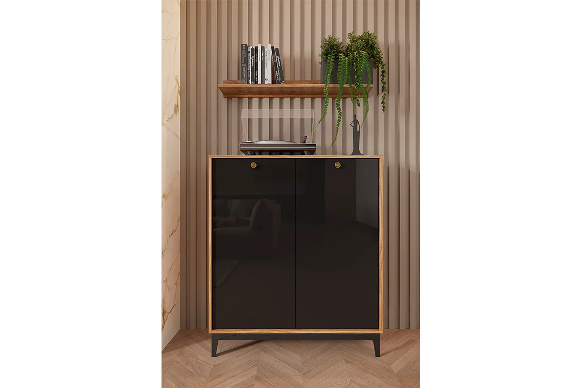 Комод Brass КМ-2 (Каштан/Чёрный глянец (МДФ)) - заказать на Ozerco.com Комод Brass КМ-2 (Каштан/Чёрный глянец (МДФ)) — Мебель-центр Озерцо