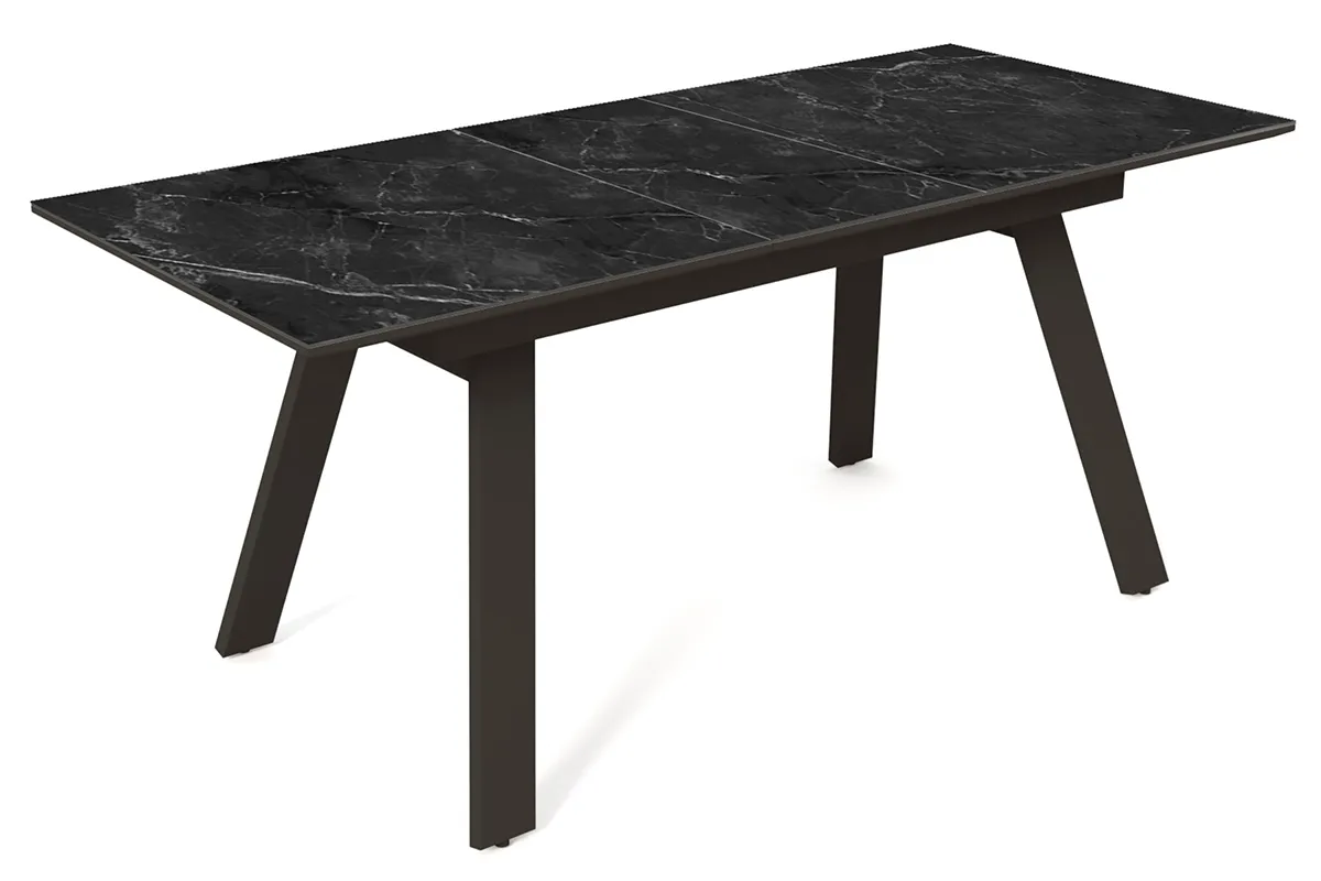 Стол обеденный Морис 1400 (1800) (ст. №2 / Керамика Черный мрамор 9806053 / МДФ Черный кварц / Металл черный) - купить в Озерце