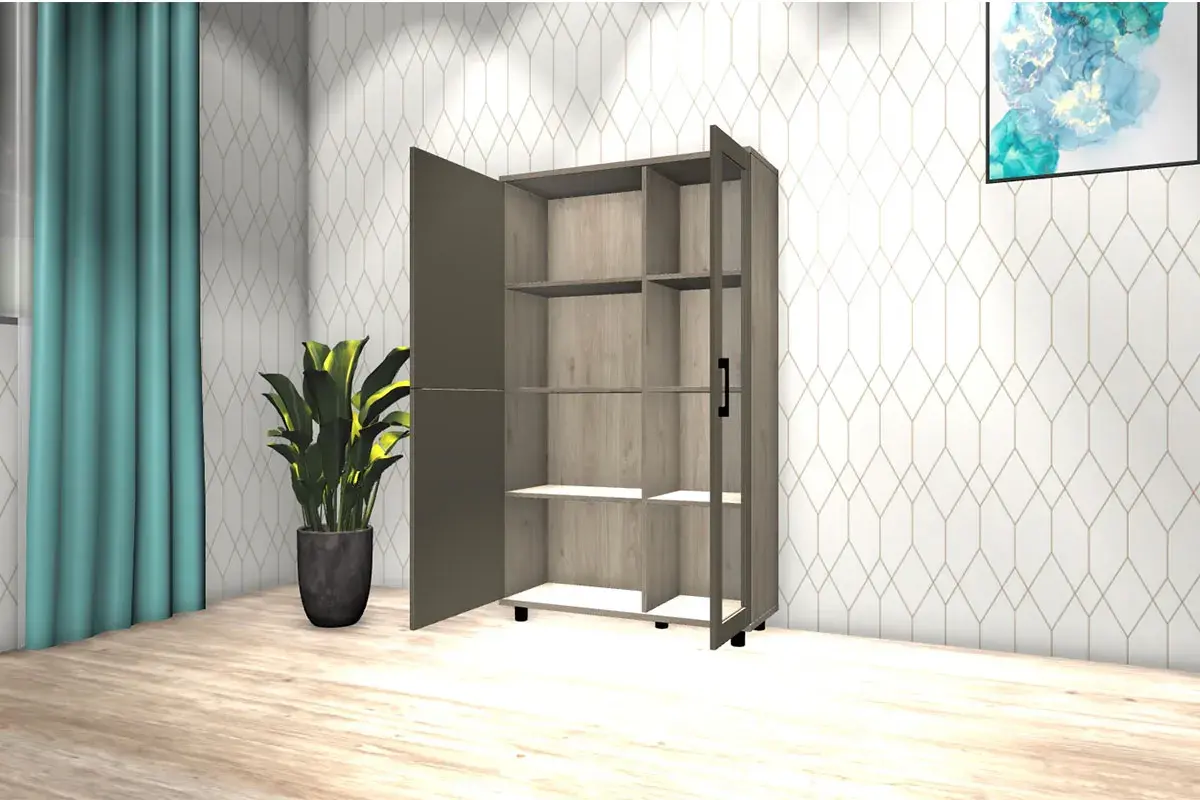 Шкаф многоцелевой ШК-5081-ГС-ЛМ (Гикори Джексон Светлый/Латте Матовый) в мебель-центре Озерцо