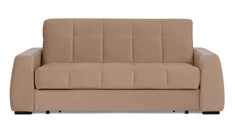 Диван - кровать Domo Pro с накладкой цвета ясень, стежка квадрат, ткань Casanova Stone 160x216 — в мебель-центре Озерцо