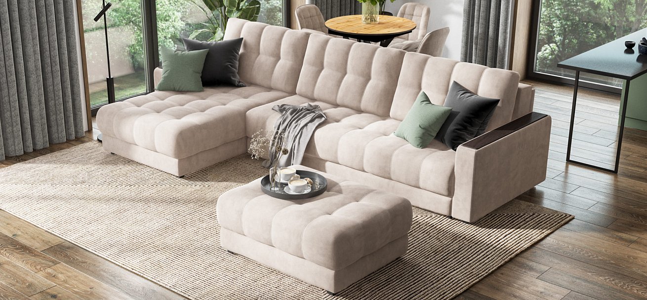 Босс Макс угловой диван Велюр Монолит латте — купить в Озерце