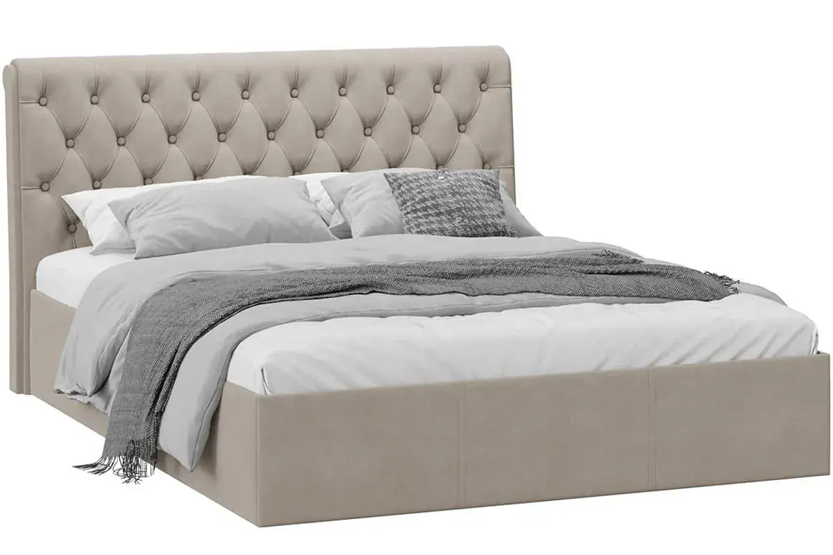 Кровать двойная Скарлет с ПМ Тип 1 и заглушиной 160х200 (Велюр/Мокко темный) - купить в Озерце