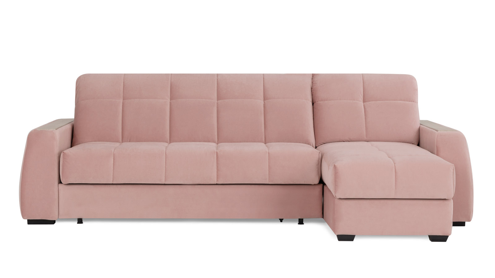 Диван угловой Domo Pro с накладкой цвета ясень, стежка квадрат, ткань Sky Velvet 01 160x216 — купить в Озерце