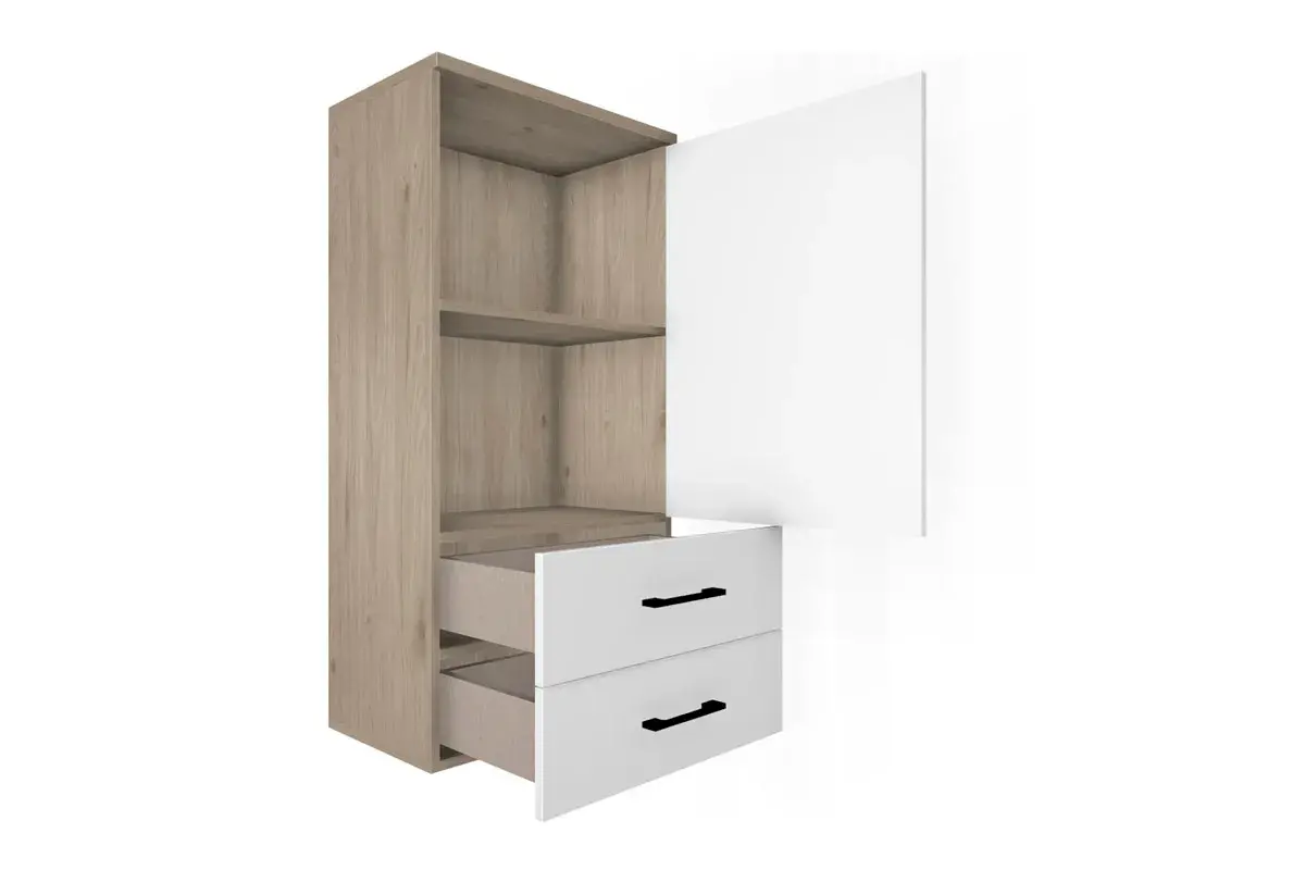 Антресоль АН-5005-ГС-БГ (Гикори Джексон Светлый/Белый Бриллиант Глянцевый) в мебель-центре Озерцо