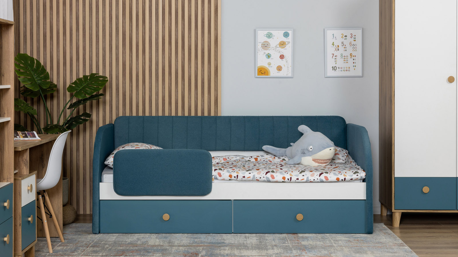 Детская кровать -тахта Lenny, цвет: Зеленый+Белый 90x200 — Мебель-центр Озерцо