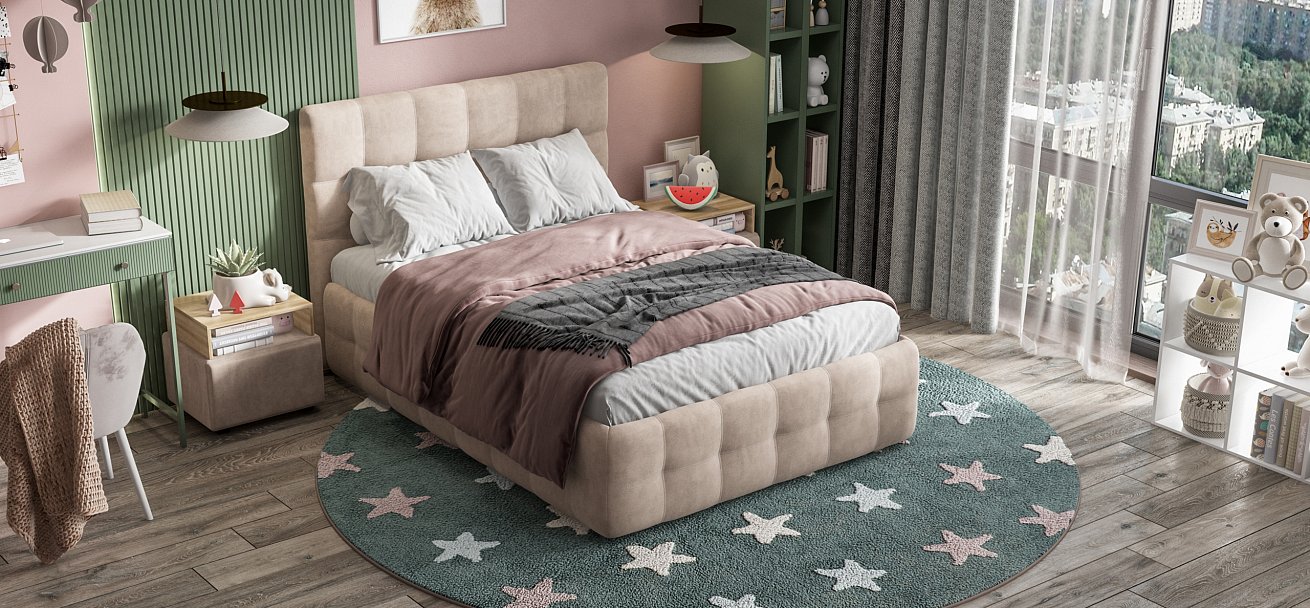 Босс Кровать+ПМ 140*200 Велюр Монолит латте - купить в Озерце