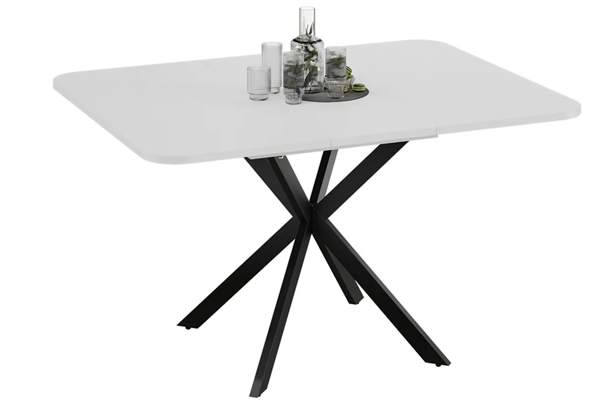 Стол обеденный Лиссабон раздвижной Тип 1 (Черный муар / Белый) - купить в Озерце