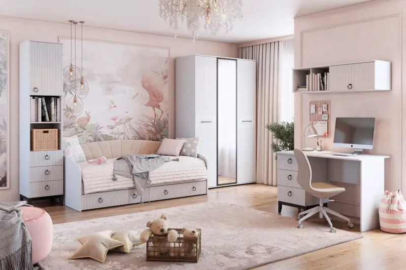 Подростковая Шарлиз (Белое сияние/Белый снег) — Мебель-центр Озерцо