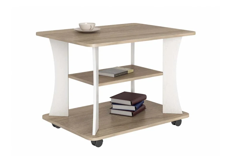 Стол журнальный П+51-21 (Дуб Сонома/Белый Ясень) — Мебель-центр Озерцо