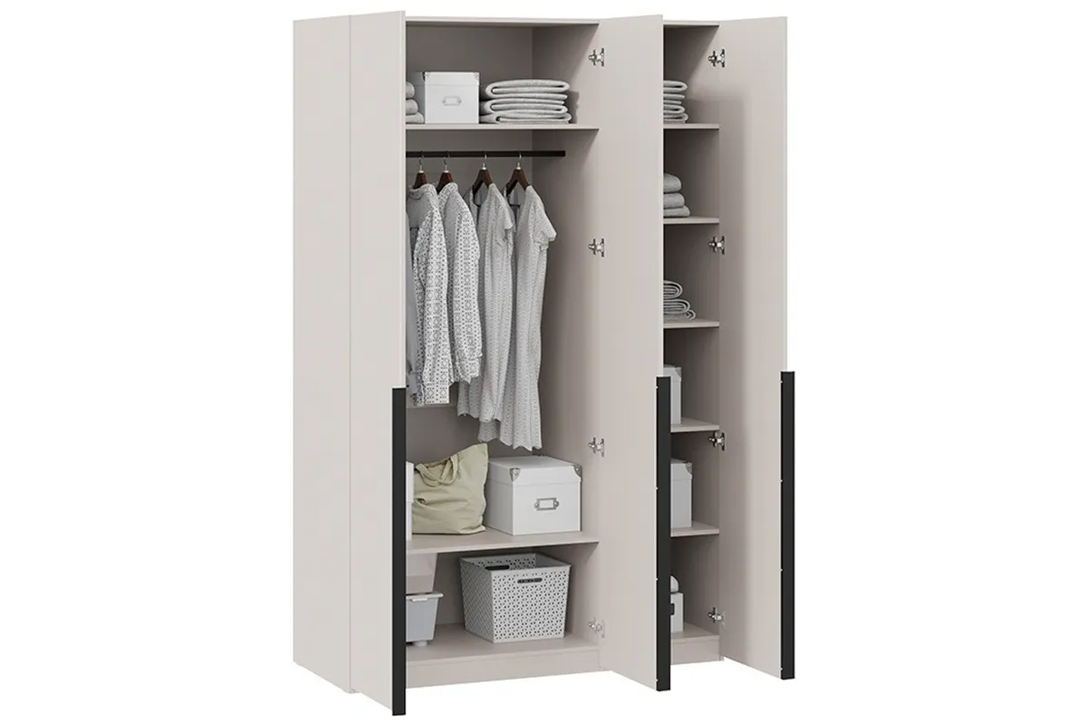 Шкаф для одежды Порто СМ-393.07.113 (580) с 3 глухими дверями (Кашемир матовый / Кашемир сатин) в мебель-центре Озерцо