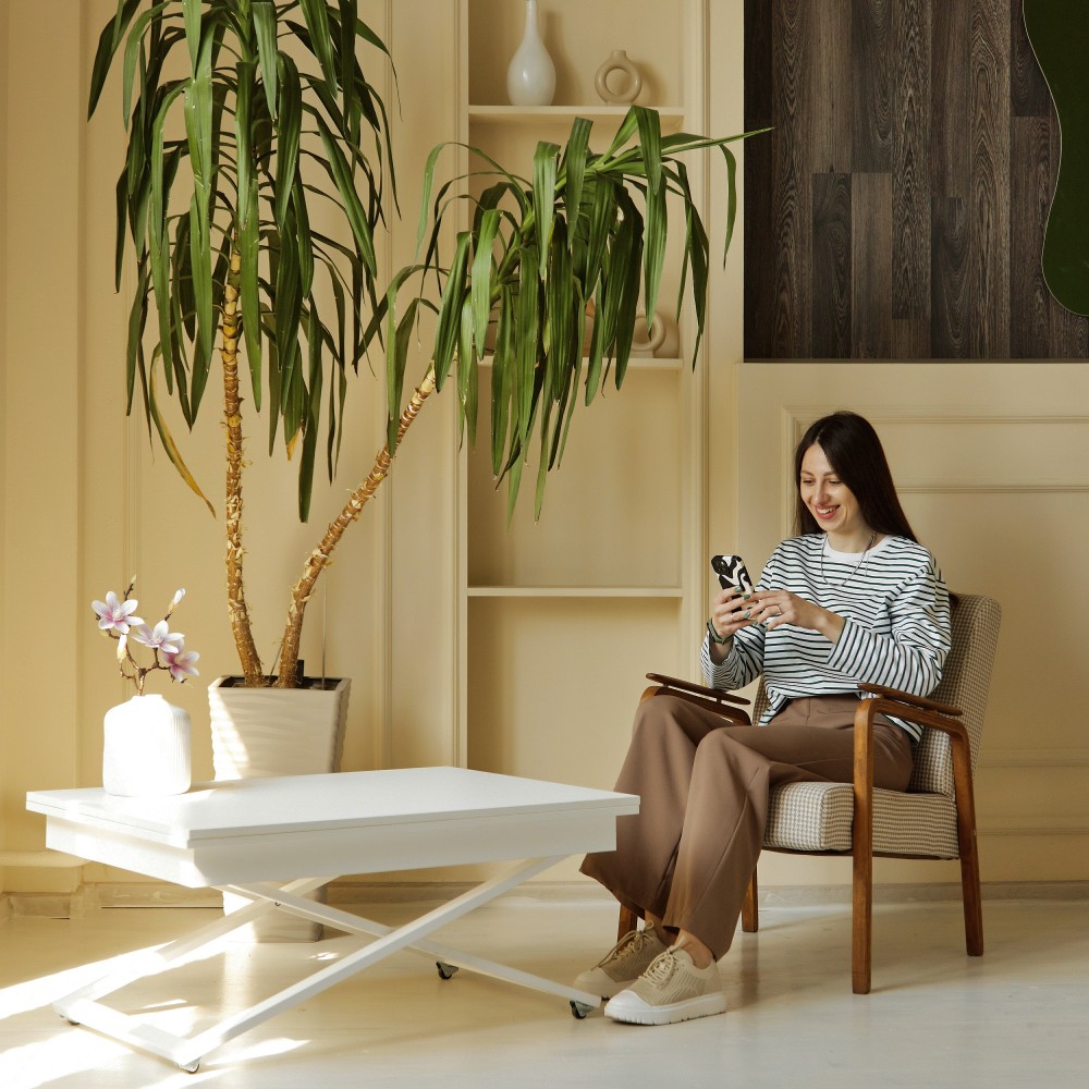 Стол-трансформер Apollo белый матовый/подстолье белое - купить в Озерце