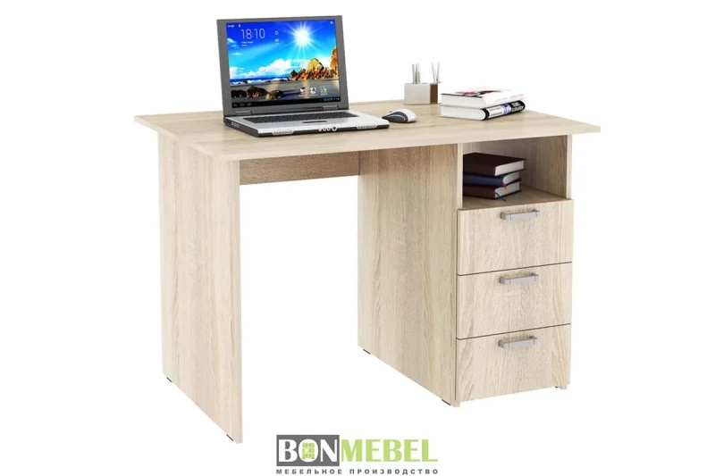 Стол письменный 1100 с ящиком (Дуб Сонома) — Мебель-центр Озерцо