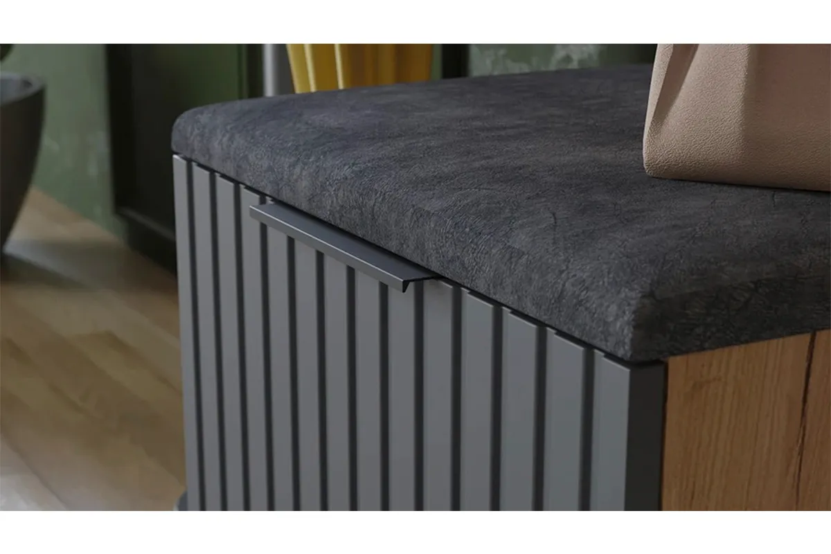 Тумба для обуви Хилтон Исп.2.1 (Дуб Крафт золотой/Графит матовый) — Мебель-центр Озерцо