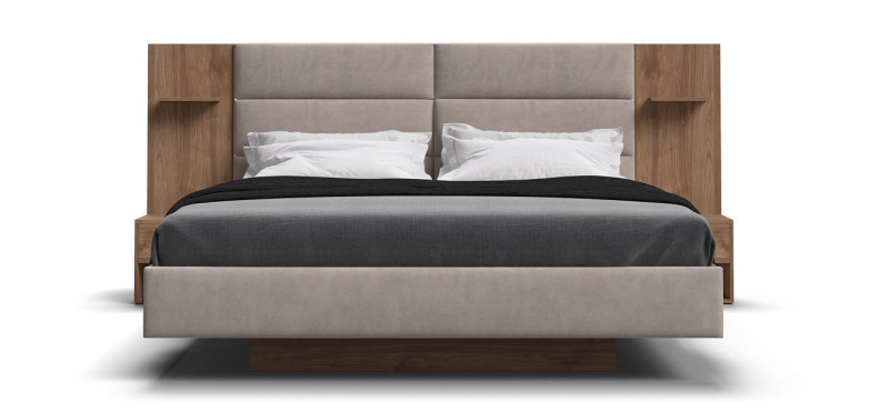 Босс Лофт Кровать+ПМ 160*200 Орех селект, Велюр Монолит латте - купить в Озерце