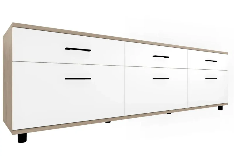 Тумба ТБ-5027-ГС-БГ (Гикори Джексон Светлый/Белый Бриллиант Глянцевый) — Мебель-центр Озерцо