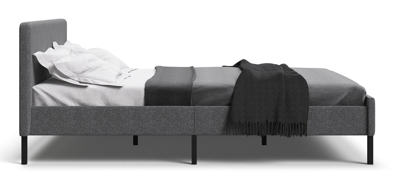 Кровать Уна 160*200 рогожка Malmo серая, черная - купить в Озерце