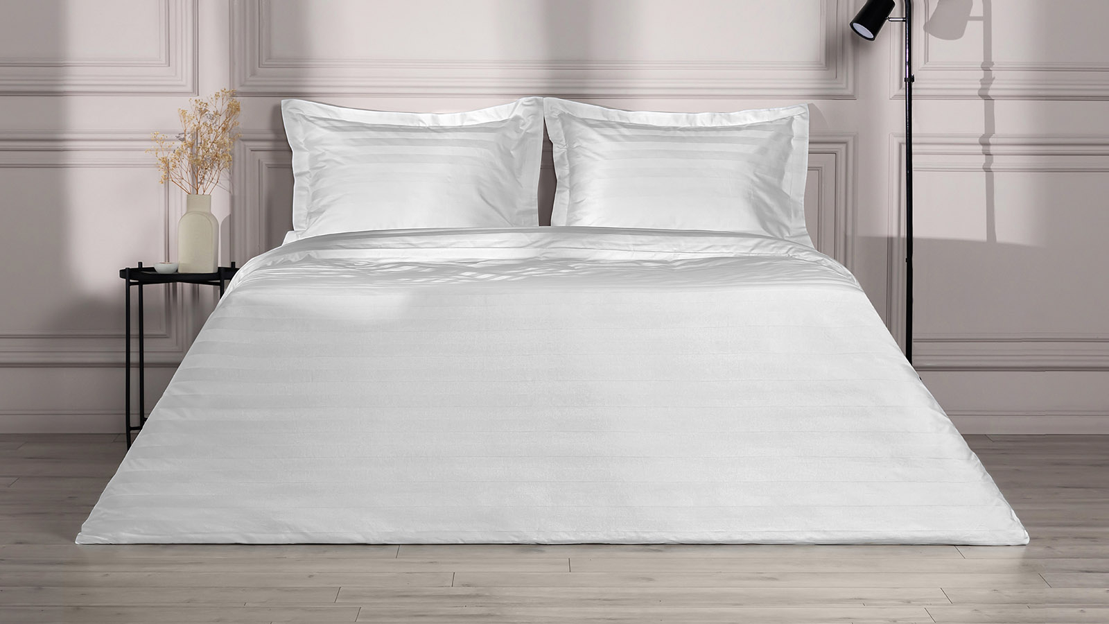 Постельное белье Askona Comfort Stripe 2.0 (евро), цвет: Белый 200x220, без простыни в мебель-центре Озерцо