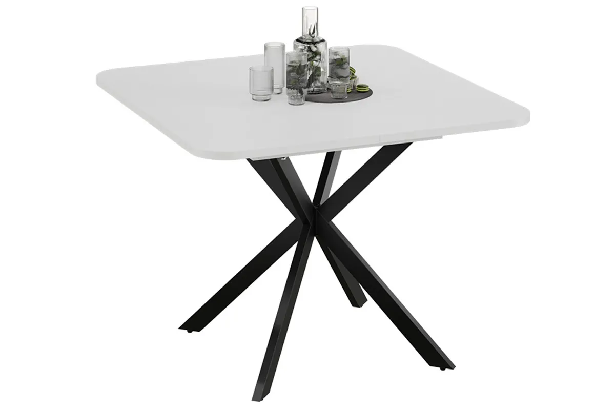 Стол обеденный Лиссабон раздвижной Тип 1 (Черный муар / Белый) - купить в Озерце