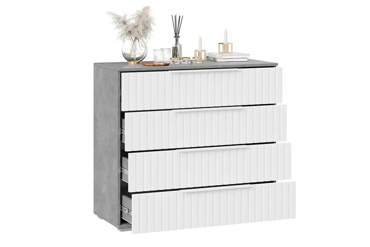 Комод Хилтон (Ателье светлый/Белый матовый) — Мебель-центр Озерцо