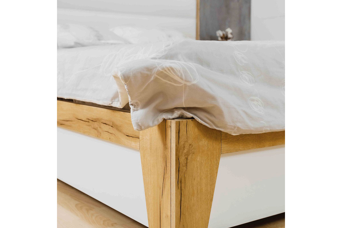 Кровать Айрис 307 Люкс без орт. основания 160х200 (Белый / Дуб золотистый) - купить в Озерце