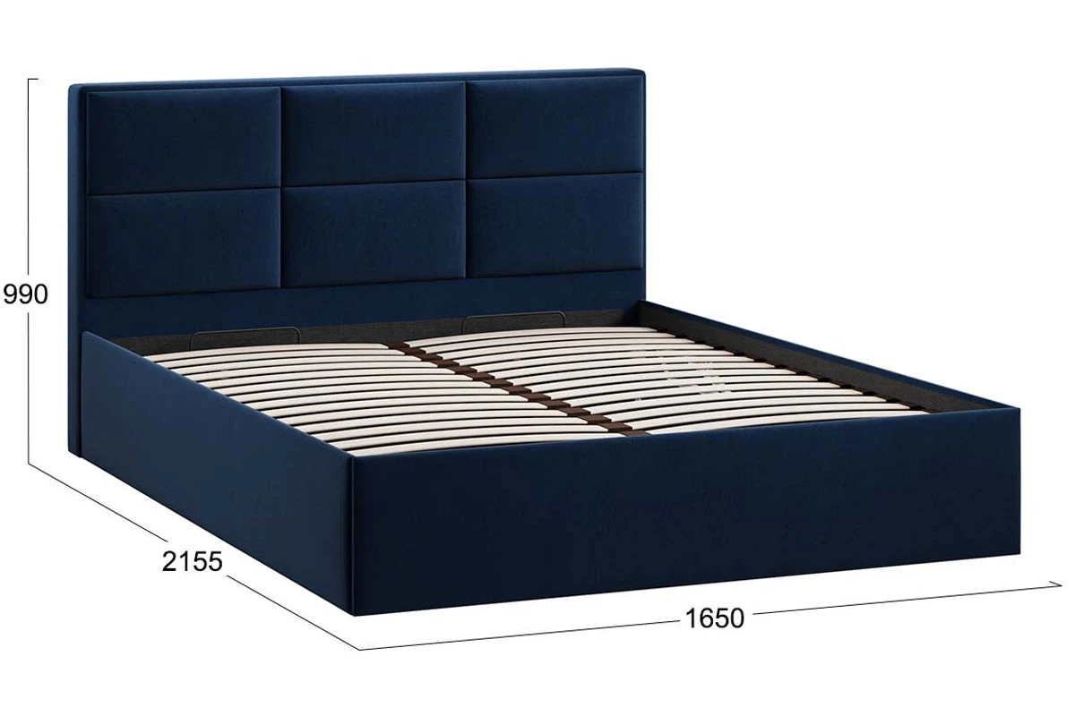 Кровать Стелла с ПМ Тип 1 и заглушиной 160х200 (Микровелюр/Wellmart Blue) - купить в Озерце