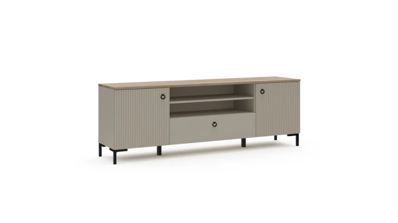 Тумба двухдверная с ящиком Zima, Дуб сильверджек ореховый+Глиняный серый 41x184 — купить в Озерце