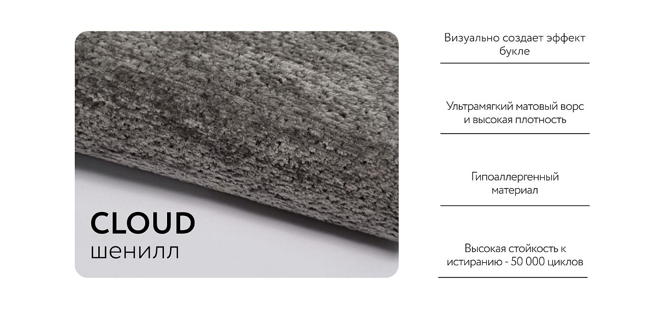 Диван Босс Прайм Шенилл CLOUD графит — купить в Озерце