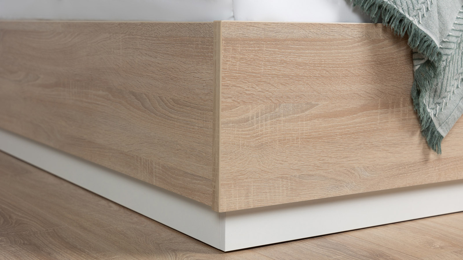 Кровать с подъемным механизмом Twills, цвет Дуб Бардолино натуральный + Белый базовый, 140x200 - купить в Озерце