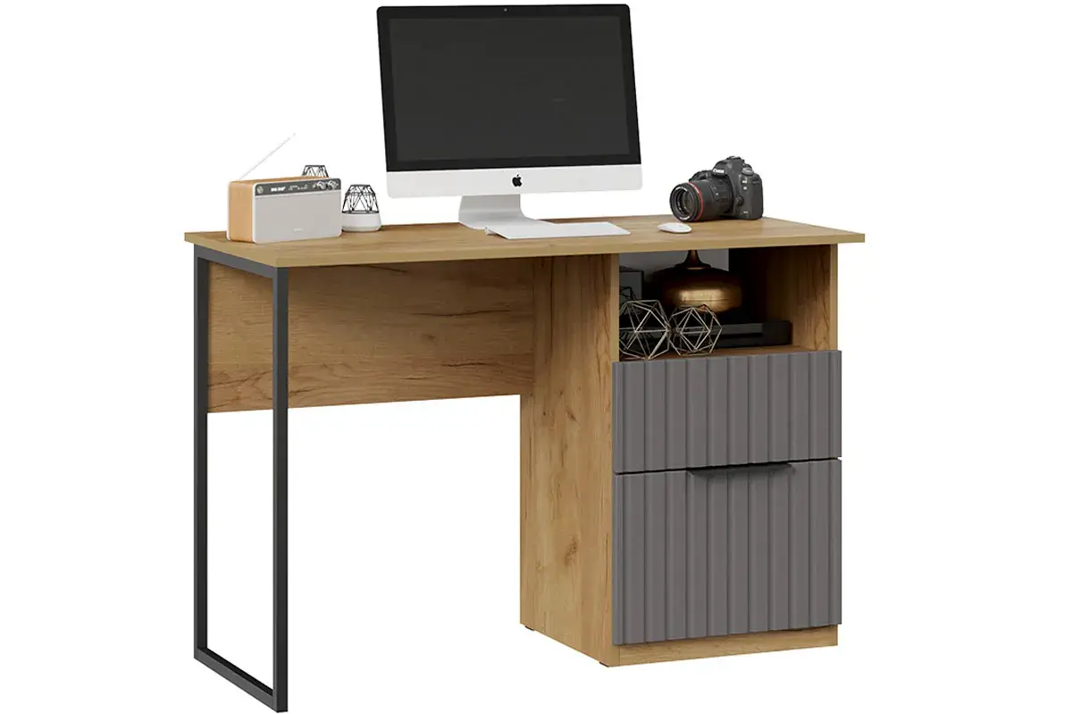 Стол письменный Хилтон Тип 1 (Дуб Крафт золотой/Графит матовый) — Мебель-центр Озерцо