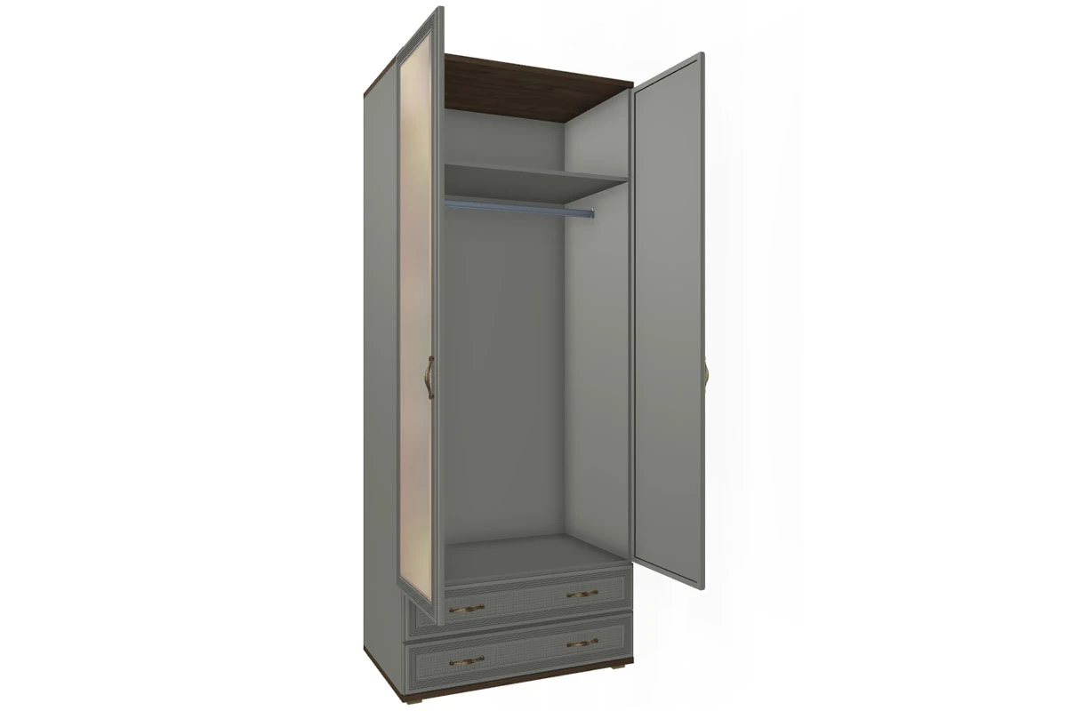 Готовый комплект для спальни СК-1020-ГТ-СО-В (Гикори Джексон Темный/Серый Оникс/Велюр) - купить в Озерце