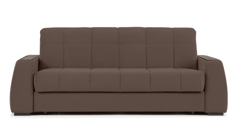Диван - кровать Domo Pro с полками цвета венге, стежка квадрат, ткань Casanova Chocolate 160x216 — в мебель-центре Озерцо