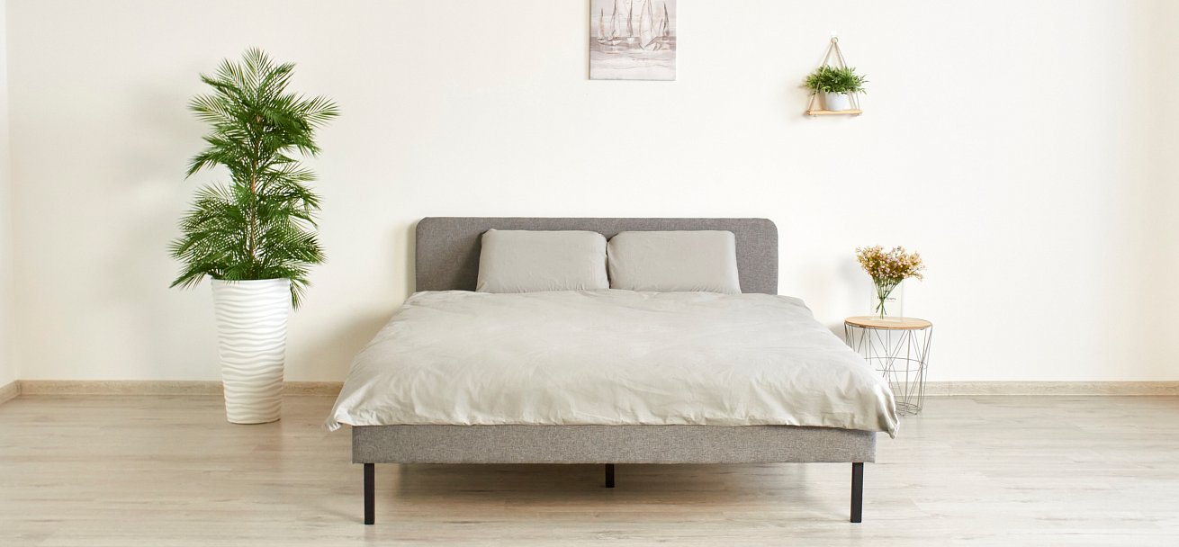 Кровать Уна 160*200 рогожка Malmo серая, черная - купить в Озерце