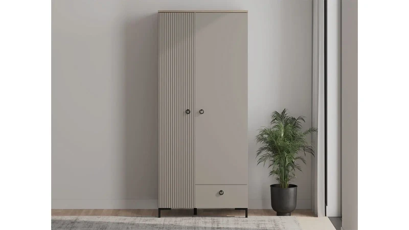 Шкаф двухдверный Zima, цвет Дуб сильверджек ореховый + Глиняный серый 60x85 — купить в Озерце