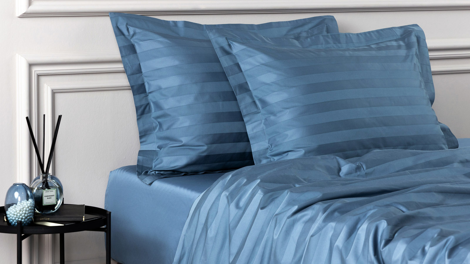 Постельное белье Askona Comfort Stripe 2.0 (односп.), цвет: Синий лед 140x205, без простыни в мебель-центре Озерцо