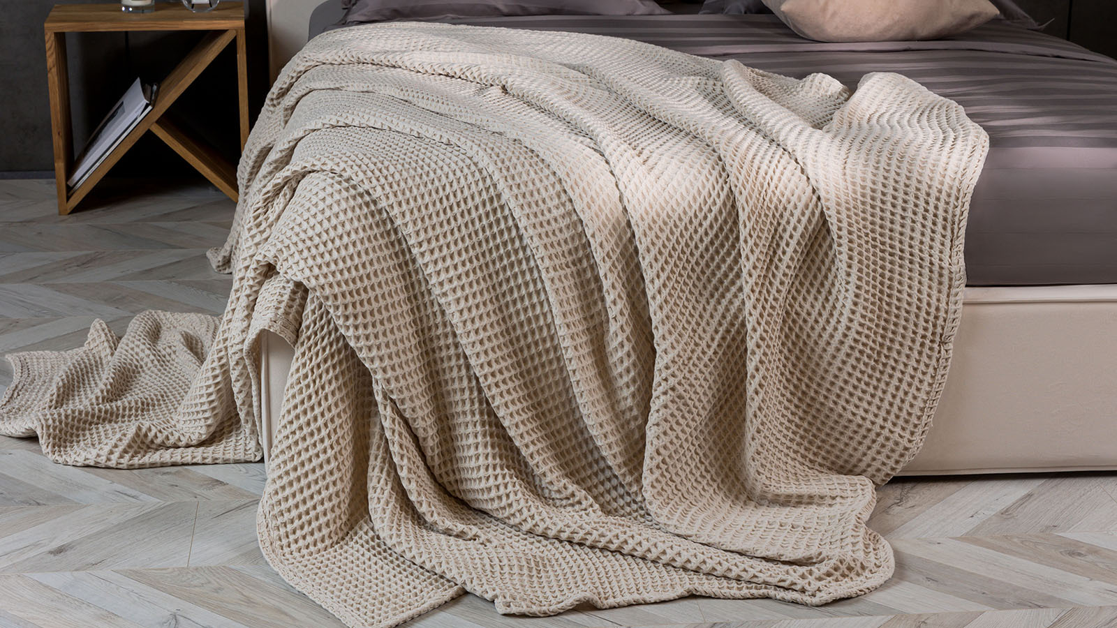 Покрывало хлопковое Waffle, цвет: айвори 220x230 в мебель-центре Озерцо