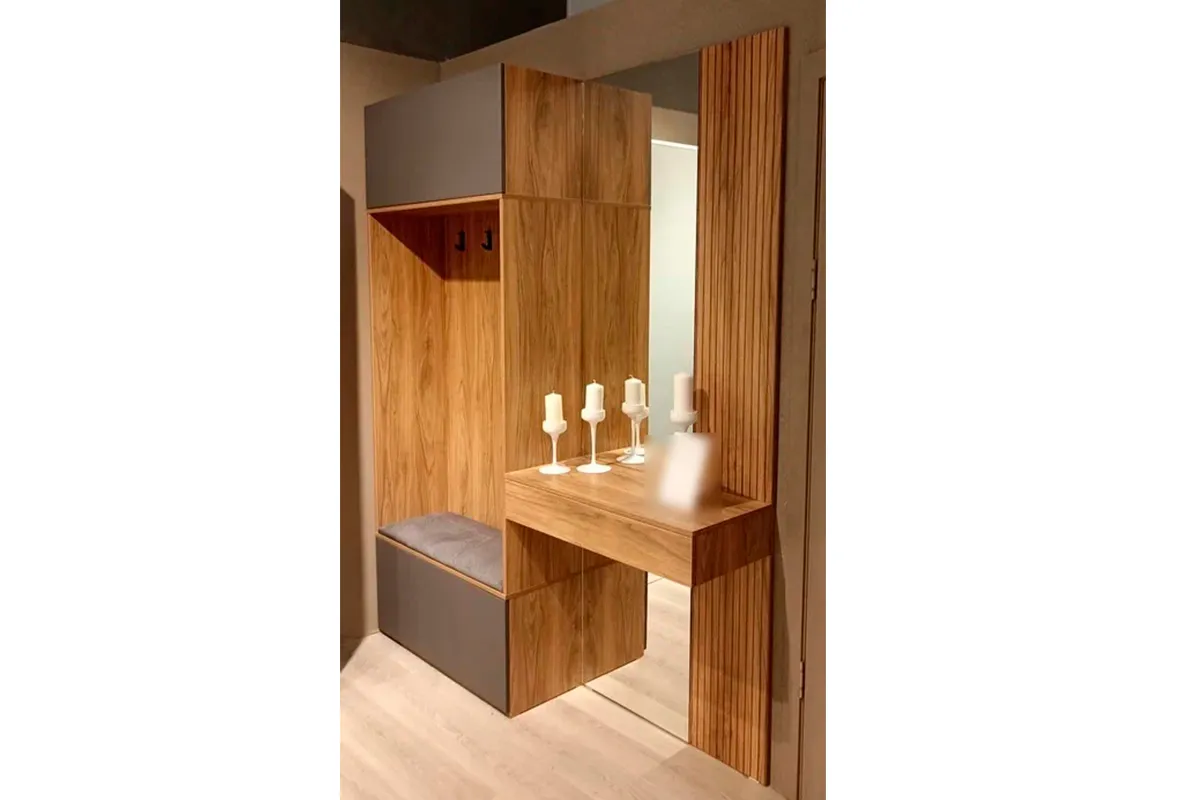 Тумба подвесная с зеркалом Порто СМ-102.08.001 (Яблоня Беллуно) — Мебель-центр Озерцо